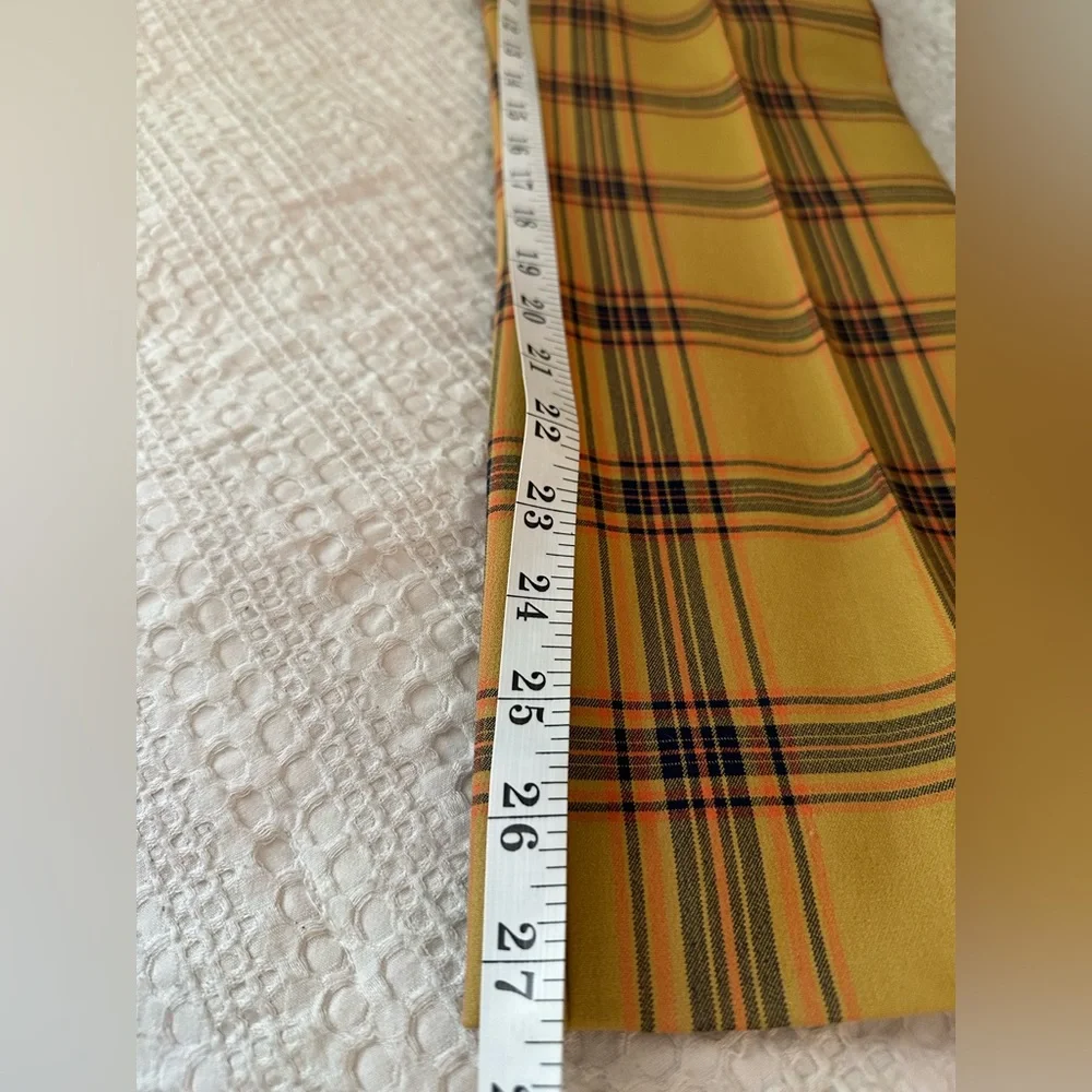 Anthropologie Mustard Yellow Plaid Straight-Leg Pants
